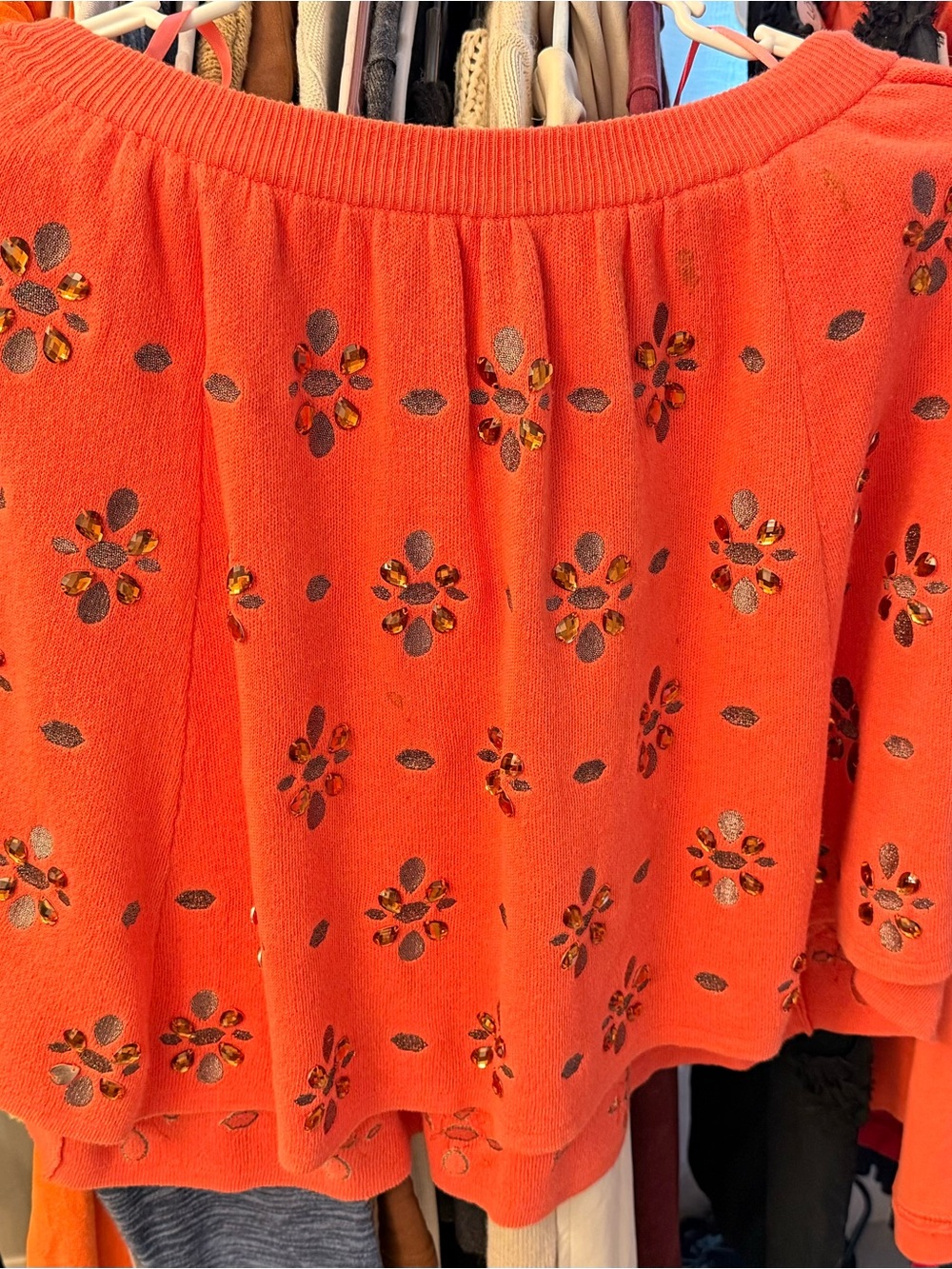Opening Ceremony Coral Embellished Floral Knit Skirt
